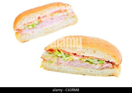 Deli Turkey Sandwich isolated on white Stock Photo