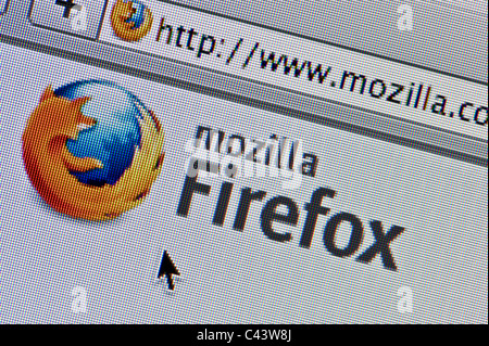 Close up of the Mozilla Firefox logo as seen on its website. (Editorial use only: ­print, TV, e-book and editorial website). Stock Photo
