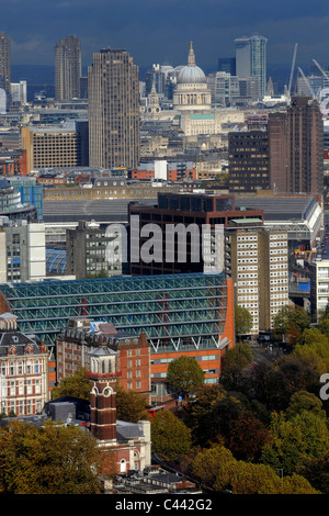 A view of London's rooftops and St Paul's Cathedral Stock Photo
