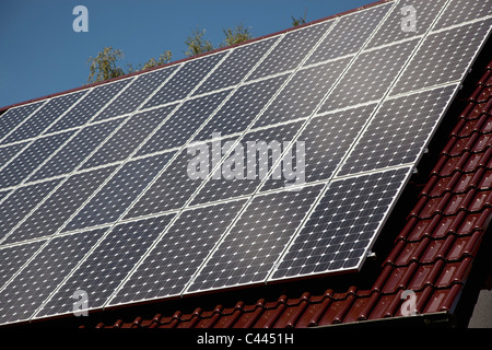 Detail of solar panels on a roof Stock Photo