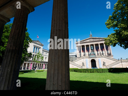 Exterior of Alte Nationalgalerie and Neues Museum (left)  on Museum Island or Museumsinsel in Mitte district of Berlin Germany Stock Photo