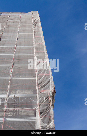 scaffolding on church tower Stock Photo