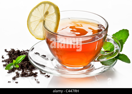 Cup tea with mint isolated on a white background. Stock Photo