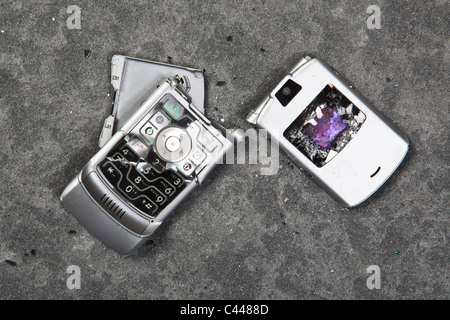 A smashed mobile phone Stock Photo