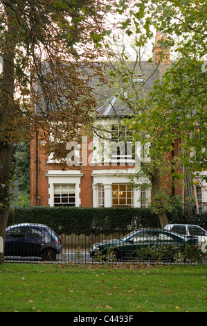 Exterior facade of Edwardian London home seen from square opposite Stock Photo