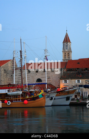 Sailboats docking in Trogir town Stock Photo