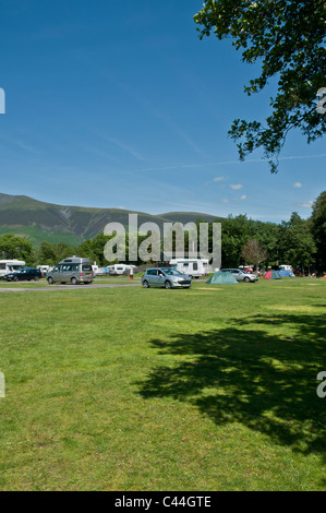 Caravans and Motor homes on Caravan and Camping Club Site Keswick Cumbria England Stock Photo
