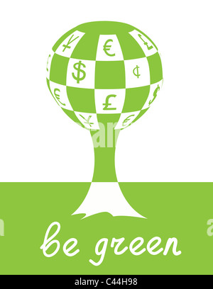 Ecology concept image with green tree and money symbols Stock Photo