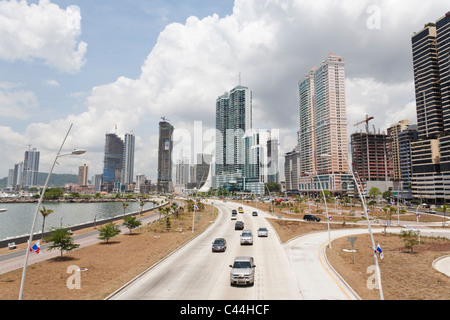 Downtown Panama City along Avenida Balboa, Panama Stock Photo