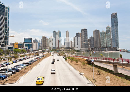 Downtown Panama City along Avenida Balboa, Panama Stock Photo