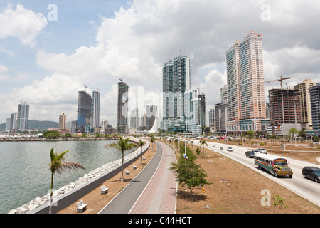 Downtown Panama City along Avenida Balboa, Panama Stock Photo