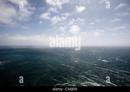 Pacific ocean view from Point Reyes Lighthouse, a light station in the Gulf of Farallones in Marin County, California. Stock Photo