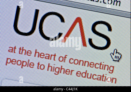 Close up of the UCAS logo as seen on its website. (Editorial use only: print, TV, e-book and editorial website). Stock Photo