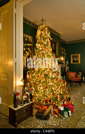 Victorian Christmas Tree in Home in New Albany, Indiana Stock Photo