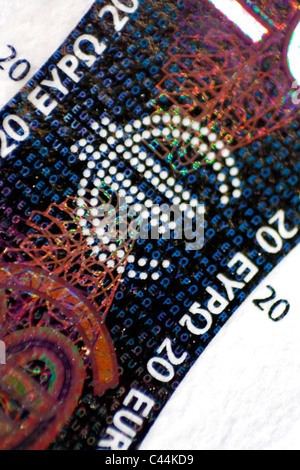 20 euro banknote macro - hologram Stock Photo