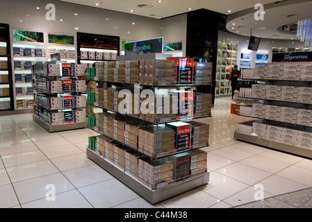 basel airport duty free cigarettes Duty free cigarettes on display at EuropAirport Basel Mulhouse Freiburg,  Basel Stock Photo