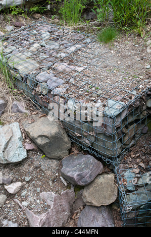 Gabion, used for erosion control on Summerleaze Beach. Made of caged ...