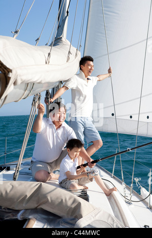 Three Generation of Men Fishing Stock Photo