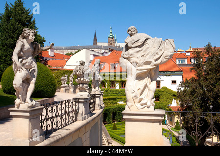 czech republic, prague - 18th century vrtba garden (vrtbovska zahrada) and hradcany castle Stock Photo
