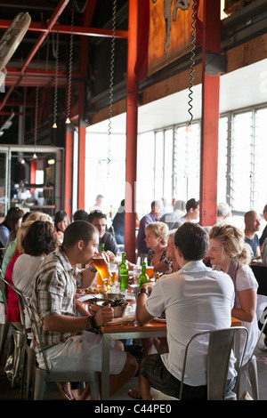 Diners at Little Creatures brewery at Fishing Boat Harbour. Fremantle, Western Australia, Australia Stock Photo