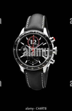 Longines mans chronograph watch on black background Stock Photo