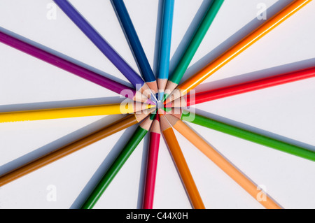 crayons, pencils, colouring, artist, pattern, colour, buntstifte, mixed, radial, circular, ring, circle, pattern, radiating