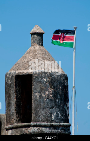 East Africa, Kenya, Mombasa, seafront, harbour, Fort Jesus, historic, old town, landmark, symbol, colonial, castle, fort Stock Photo