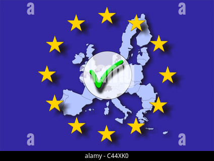 map of Europe with voting yes Stock Photo