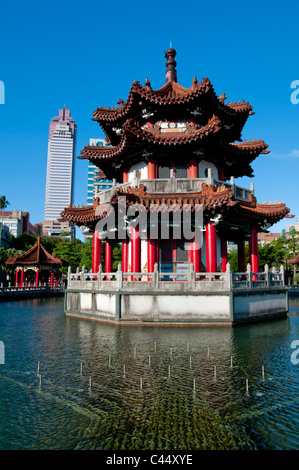 Asia, Taiwan, Taipei, RoC, China, city, capital, City Park, park, attraction, pagoda, sunshine, sunny Stock Photo