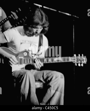 Steve Hackett of the progressive  band Genesis performing with the band in West Palm Beach, Florida, USA in 1975. Stock Photo