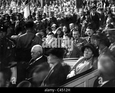 Hitler listens the speech of Hugenberg, 1929 Stock Photo