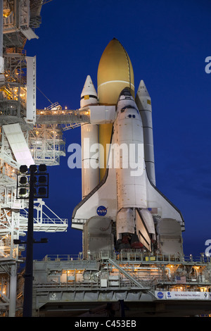 NASA space shuttle Atlantis completed its historic final journey to Launch Pad 39A from NASA Kennedy Space Stock Photo