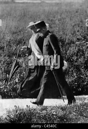 Emperor Franz Joseph I and Katharina Schratt walking Stock Photo