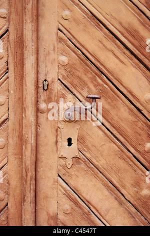 closed and locked old door Stock Photo
