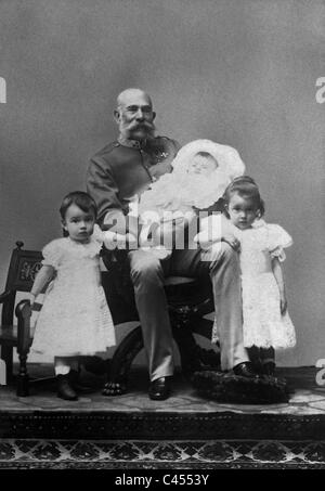 Emperor Franz Joseph I and his grandchildren, 1894 Stock Photo