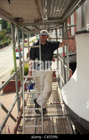 Scaffold Scaffolding Painting and decorating on small modern house