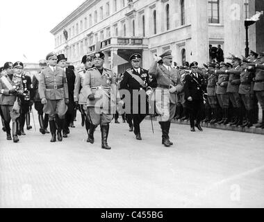 Hitler and Mussolini on the Koenigsplatz in Munich 1937 Stock Photo
