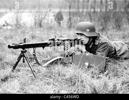 German Soldier with MG 42, 1942 Stock Photo