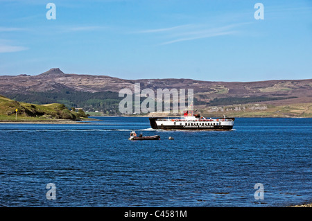 CalMac ferry Loch Striven departs from Sconser in Skye Scotland heading towards the Isle of Raasay Stock Photo