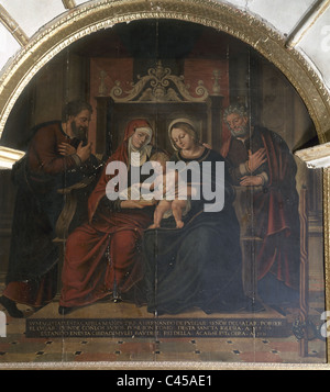 Renaissance. Spain. Holy Family (1531). Altarpiece attributed to the Spanish painter and architect Pedro Machuca (1490-1550). Stock Photo