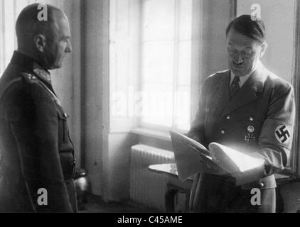 Walther von Brauchitsch and Adolf Hitler in the Prague Castle, 1939 Stock Photo