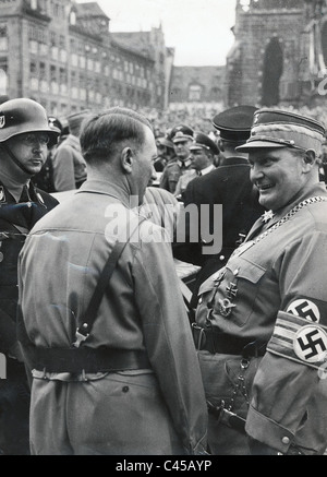 Adolf Hitler with Hermann Goering and Heinrich Himmler, 1937 Stock Photo