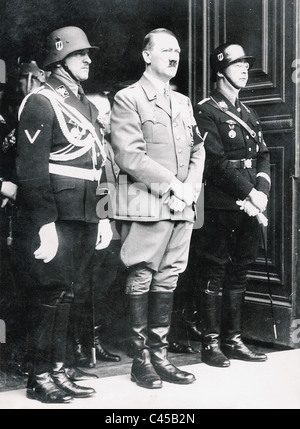 Dietrich, Hitler, Himmler at Hitler's birthday, 1938 Stock Photo