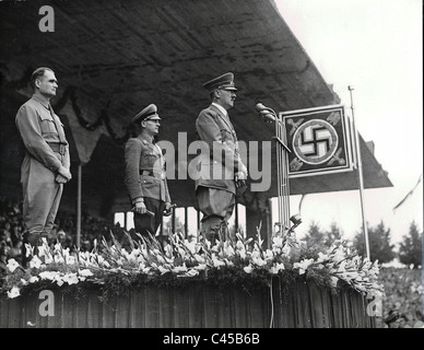 Adolf Hitler at the stadium of the Hitler Youth on the Nuremberg Rally, 1938 Stock Photo