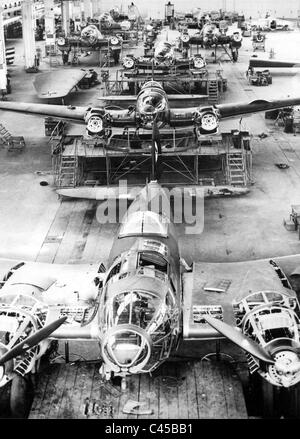 Assembly hangar of an aircraft factory, 1940 Stock Photo