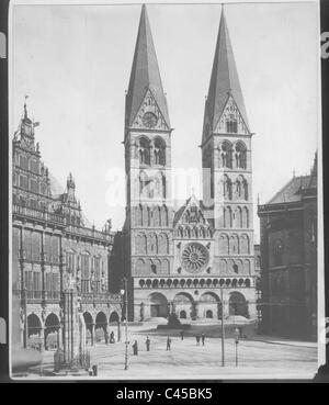 City Hall and Cathedral in Bremen, 1912 Stock Photo