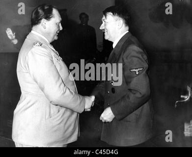 Adolf Hitler and Hermann Goering shake hands Stock Photo