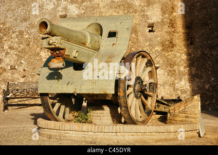 Old cannon, antique gun artillery in Spain Stock Photo