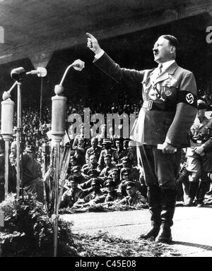 Adolf Hitler in a speech on the Nazi Party Congress, 1934 Stock Photo