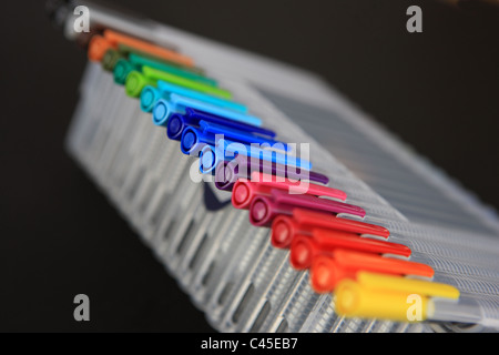 Multi coloured felt tip pen set Stock Photo